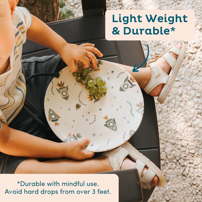 Nook Theory 4 Pack Reusable Bamboo Plates - Non-Toxic Toddler
