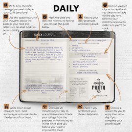 Prazoli Christian Bible Prayer Journal For Men 3-Month Refill - Study Scripture Notebook & Planner Daily Devotional Undated | Religious Jesus Faith Gifts for Graduation, Pastor Baptism & Church