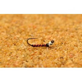 6 Flies - Tungsten Silver Bead Head Ruby Jig Head Fly - Euro Nymph Fishing Tied on Hanak Hooks (Hook #18)