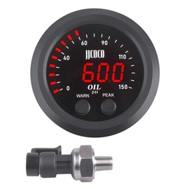 ZHSYMX Universal Oil Pressure Gauge Kit 2-1/16" (52mm) 150 PSI - Digital Meter Red Display with 1/8NPT Electronic Sensor - for Boat Marine Car Auto Truck Automotive Gauge Sets