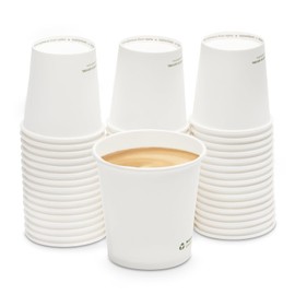 wisefood® Coffee Cups to Go [200 ml] Cappuccino Paper Cups Disposable Heat Resistant [Pack of 50] Coffee to Go Cups Paper Cups White Compostable Organic Coffee Cups Cups for Hot Drinks Event Party