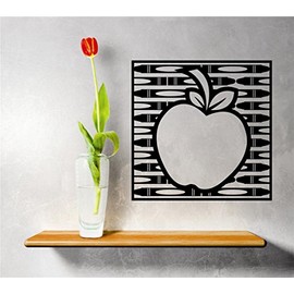 Design With Vinyl Artwork Apple Fruit with Leaf Home Vegtable Pear Wall Decal for Family - Healthy Vegan Themed Décor - Size: 12 in x 12 in