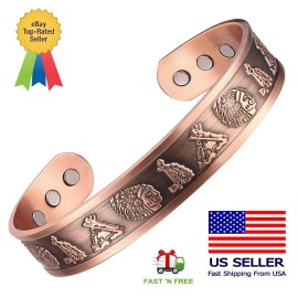 FLATAC Copper Magnetic Bracelet - Native American Theme Arthritis Pain Therapy Cuff