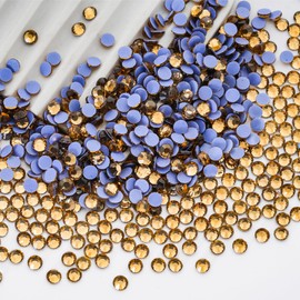 Meibite Hotfix Rhinestones Bulk, 14400PCS Topaz Hot Fix Rhinestones for Clothes DIY Decoration Crafts, Topaz, SS10, 2.7-2.9mm