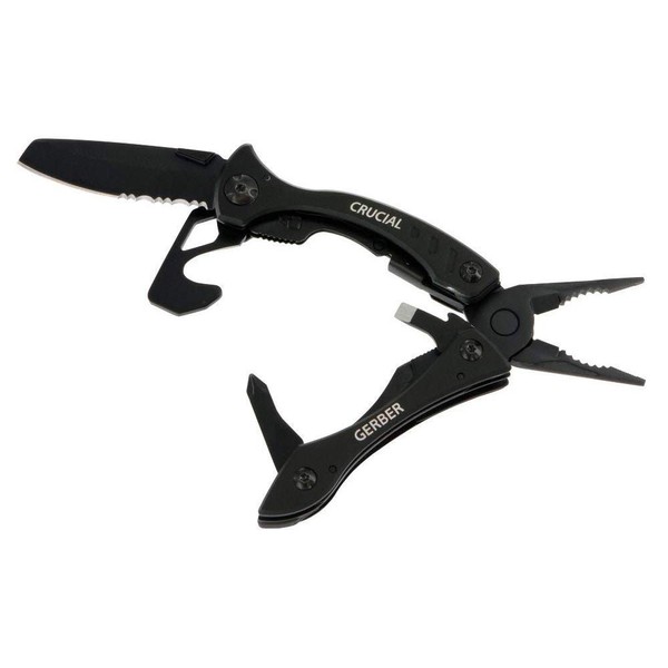 Gerber Crucial Multi-Tool - Black w/Pocket Clip & Strap Cutter [31-001518]