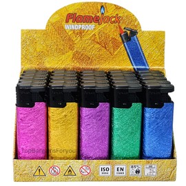 Zactly - 5 x FlameJack Colourful Windproof Dustproof Jet Lighters Really Powerful – LIMITED EDITION (Glitter Texture) Multicolor
