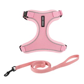 Best Pet Supplies Voyager Escape Proof Cat Harness and Leash Set with Reflective Stitching, Neoprene Handle 5ft - Supports Small, Medium and Large Cats, Kittens - Pink, M (Chest: 16.5-19.5")