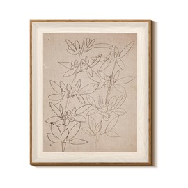 MOXELART Framed Wall Art for Living Room, Vintage Botanical Sketch Art Canvas Prints, Minimalist Artwork Home Decor, Retro Plant Wall Decor for Bedroom Bathroom Office