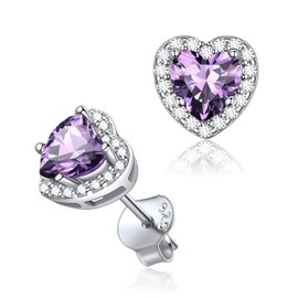 ChicSilver Purple Earrings Amethyst Earrings for Women 925 Sterling Silver 7mm February Birthstone Stud Earrings