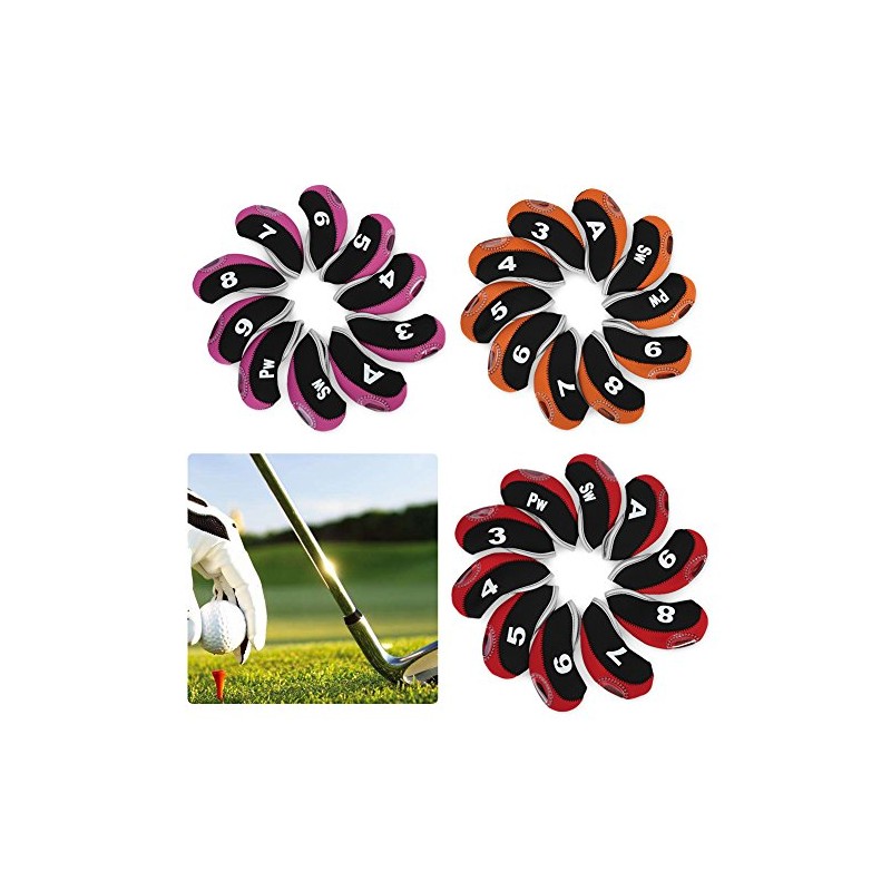 10pcs/Set Iron Head Covers with Zipper Number Print Putter Set