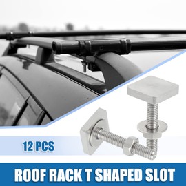 X AUTOHAUX Car Roof Rack T Shaped Slot Bolt M6 W/Nuts Washer (Pack of 12)