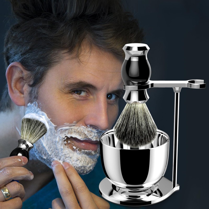 GRUTTI Premium Shaving Brush Set，Luxury Razor and Brush Stand Soap