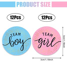 24pcs Gender Reveal Stickers,12xTeam Boy&12xTeam Girl Labels Stickers,Blue and Pink Round Stickers for Party Invitations Voting Game Gender Reveal Baby Decorations Baby Shower Party Supplies(3cm)