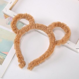 KUFptva Women Mouse Bear Ears Headband Winter Thick Plush Hair Hoop Round Ear Hairband Makeup Bandana Hair Accessories (BN)