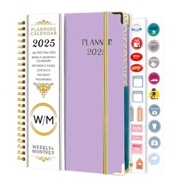 MOFELON Diary 2025-2025 Diary A5 Week to View, Jan 2025 - Dec 2025, Weekly & Monthly Planner, Academic Diary 2025 with Twin-wire Binding, Hard Cover, 21.5 x 15.5 x 1.5cm-Purple