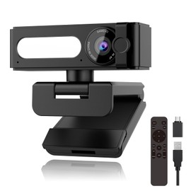 Webcam Webcam 4K UHD 2 Megapixel Webcam with Dual AI Noise Cancelling Mic Auto Focus, Auto Light Compensation, Ultra Wide Angle 120°, Privacy Cover, 3840*2160P@25fps USB Plug & Play (G53-4k)