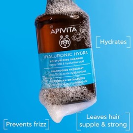 Apivita Shampoo hidratante Hyalu Hidra 250ml - Shampoo natural con ácido y miel StB, sin siliconas - hidratación profunda del cabello, controla el frizz, previene la rotura y las puntas abiertas
