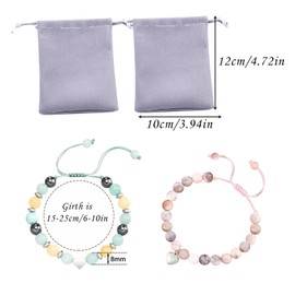 6 Pcs Natural Stone Bracelet Set, Bracelet with Heart Charm, Delicate Valentines Day Gifts with Message Card and Storage Bag for Lover, Girlfriend, Wife, Daughter, Granddaughter, Niece and Friend