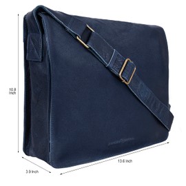 ANTONIO VALERIA Albert Blue Oily Wash Leather Messenger Bag for Men