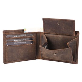 hodalump Genuine leather wallet for men and women with RFID protection, wallet including gift packaging, wallet with coin compartment and embossing, hodalump, Classic