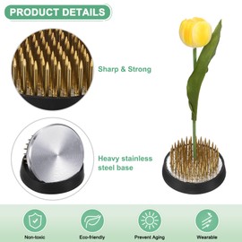 M METERXITY 4-Pack Flower Frog 1.6" Round Brass Flower Pins Flower Frog Holder Flower Arranger W Rubber Base Floral Frog for Arrangements Vase/Plant Decoration/Home Decor [1.1cm Pins]