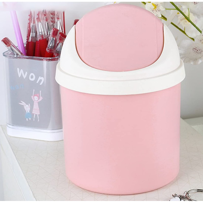 Sicheii 2Pcs Desktop Trash Can with Swing Lid & 120