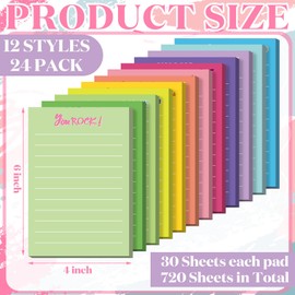 Yinder 24 Pcs 4 x 6 Inch Inspirational Sticky Notes Cute Lined Sticky Notes Thank You Gifts Bulk Motivational Note Pads Employee Appreciation Gifts for Teacher School Office Nurse(Appreciation)