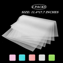 Bloss 6 PCS Shelf Mats Refrigerator Liners, Refrigerator Pads Can Be Cut Fridge Mats Drawer Table Placemats for Home/Kitchen – Clear, 11.4 x 17.7 Inch