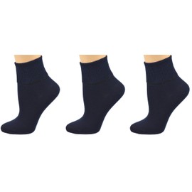 Sierra Socks 100% algodón peinado para mujer, paquete de 3 pares, Azul Marino, 10