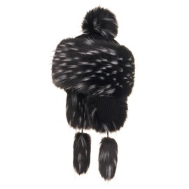 Futrzane Classic Ear Flaps Hat - Fur Trapper Hat for Women - Winter Ushanka Hat (L, Black with White Classic)