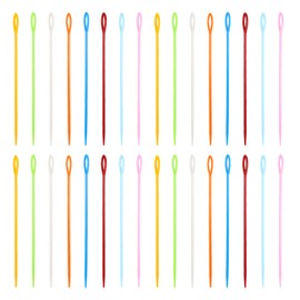 QUARKZMAN Pack of 50 Plastic Sewing Needles 15 cm Large Eyes Plastic Needles Laces Yarn Embroidery Needles Learning Needles for DIY Sewing Handmade Crafts, Mixed Colours