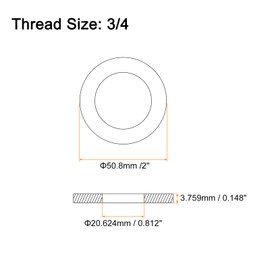 sourcing map 5Pcs 3/4 Flat Washer, 304 Stainless steel 0.812" ID x 2" OD x 0.148" Thick for Bolt Screw, Factories Repair, Kitchens, Shops, and Outdoor Construction, Silvery