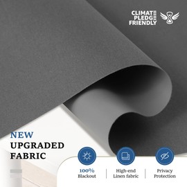 Grandekor Cordless Roller Shades for Windows, Blackout Blinds Room Darkening Pull Down Shades with Free-Stop System, Thermal Insulated UV Protection for Home Office,Grey 35"x72"