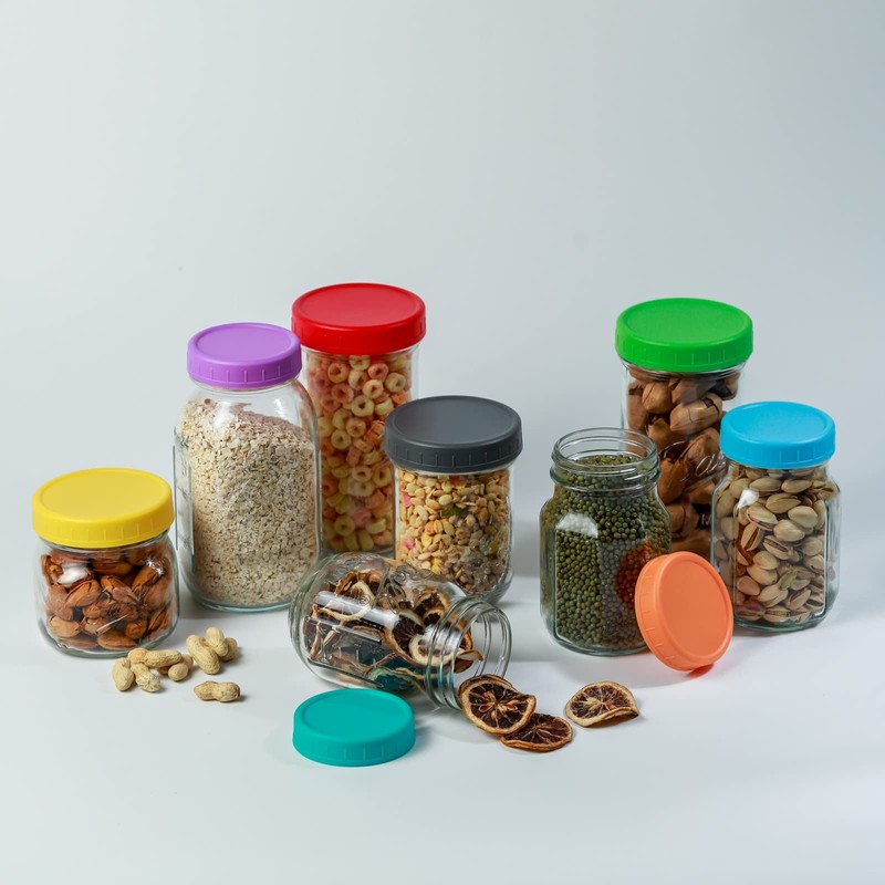 Bedgeta 12 Wide Mouth Mason Jar Lids with Silicone Ring,Thickened