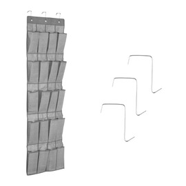 Navaris Hanging Organiser Hanging Storage for Shoes - Organiser System Hanging Shelf with 20 Pockets - Organiser Suitable for Any Regular Door - Dark Grey