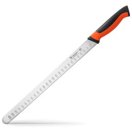 Humbee Chef Carving Knife 14-Inch with Granton Edge for Turkey Ham Meat Slicing and cutting NSF Certified DT-21 Series, Orange