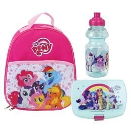My Little Pony Children's Tableware Set with 1 350ml Water Bottle, Snack Box and 1 Thermal Backpack 5L - Reusable