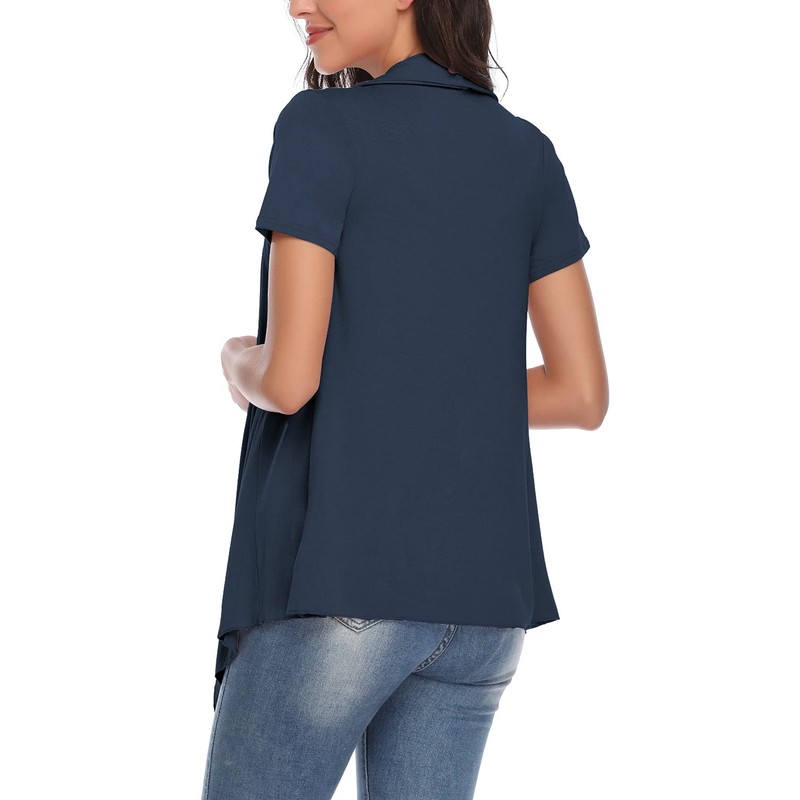 Exchic Women's Open Front Cardigan Irregular Hem Short Sleeve Outfits