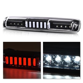 CHEDA Third Tail Brake Light Cargo Lamp Chrome LED BAR Compatible with 1999 2000 2001 2002 2003 2004 2005 2006 2007 Silverado Sierra（Clear lens Black Bottoms）