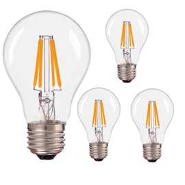 DC12V A19 LED Vintage Light Bulbs, E26 Base 4W (40-Watt Replacement) Edison Light Bulbs, 12V Dimmable Decorative Bulbs 2700K Warm White Light for Wall Sconces, Ceiling Light, Pack of 4