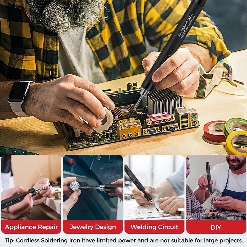Cordless Soldering Iron Kit, USB Soldering Iron with 3 Temperature