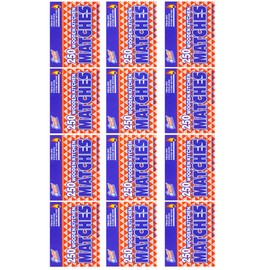 OCD Bargain, Wooden Kitchen Matches 250 with Strike On Box - for Candles, Kitchen, Camping, Out Door - 250 Per Pack (12)