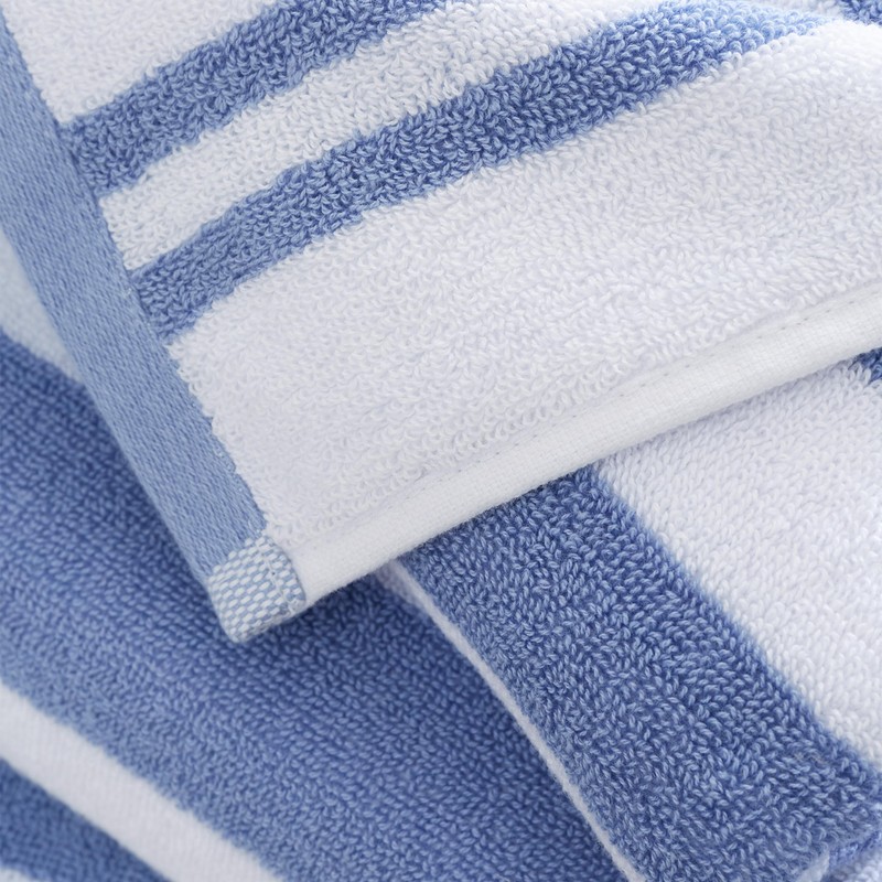 Bianca Reversible Stripe 50x85cm Cotton Jacquard Hand Towel Blue