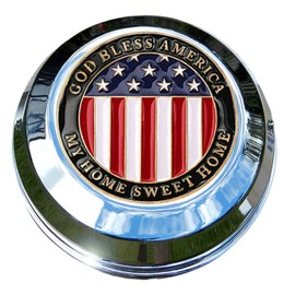 MotorDog69 Harley Gas Cap Coin Mount Set with American Flag for Softail Dyna Road King Sportster……