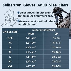 Seibertron Full Finger Padded Palm Lightweight Breathable Climbing Rope Gloves for Climbers, Rock Climbing, Rescue, Adventure, Sailing, Kayaking, Outdoor Sports Black XL