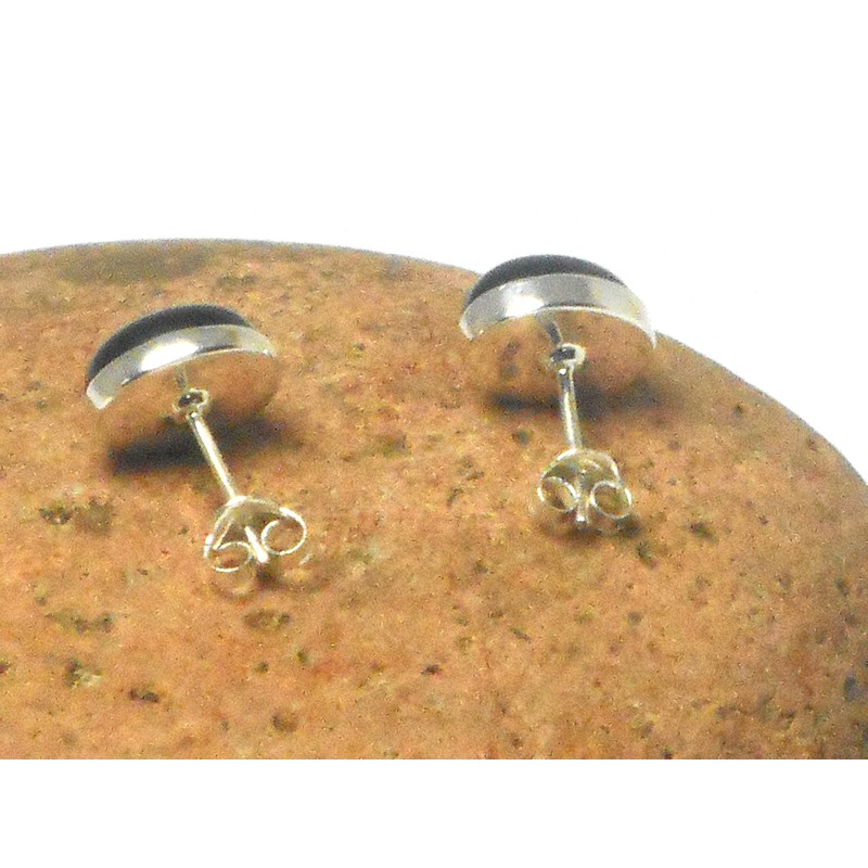 Sterling Silver Black Onyx Stud Earrings - 8x10mm, Onyx