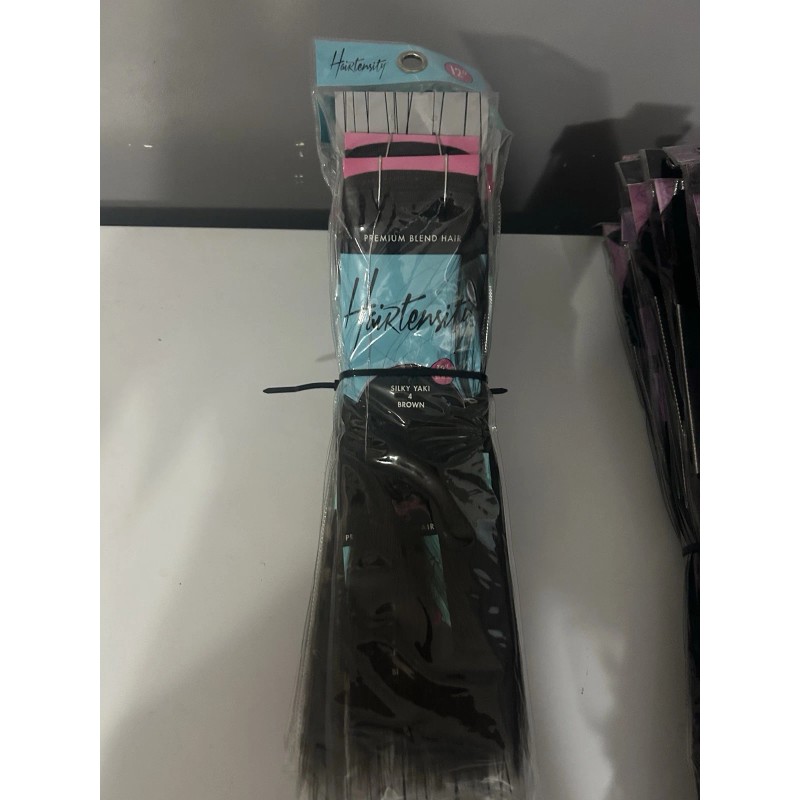 Hairtensity Silky Yaki Brown 12” 100% Human & Premium Blend