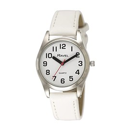 Ravel Unisex Super Fat Visor Aid Watch with Large Numbers, White / silver tone, Minimal
