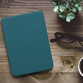 kwmobile Case Compatible with Kobo Clara BW/Colour - Nylon Protective e-Reader Cover Folio Book Style Case - Petrol