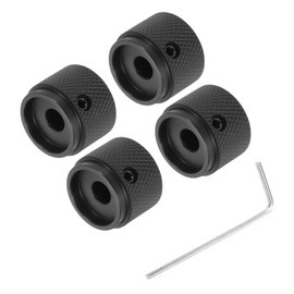 MECCANIXITY 4PCS Guitar Knobs Metal, Volume Tone Control Dome Knobs 1/4" x 7/8" x 0.6" Potentiometer Knobs with Wrench for Electric Guitar Bass, Matte Black